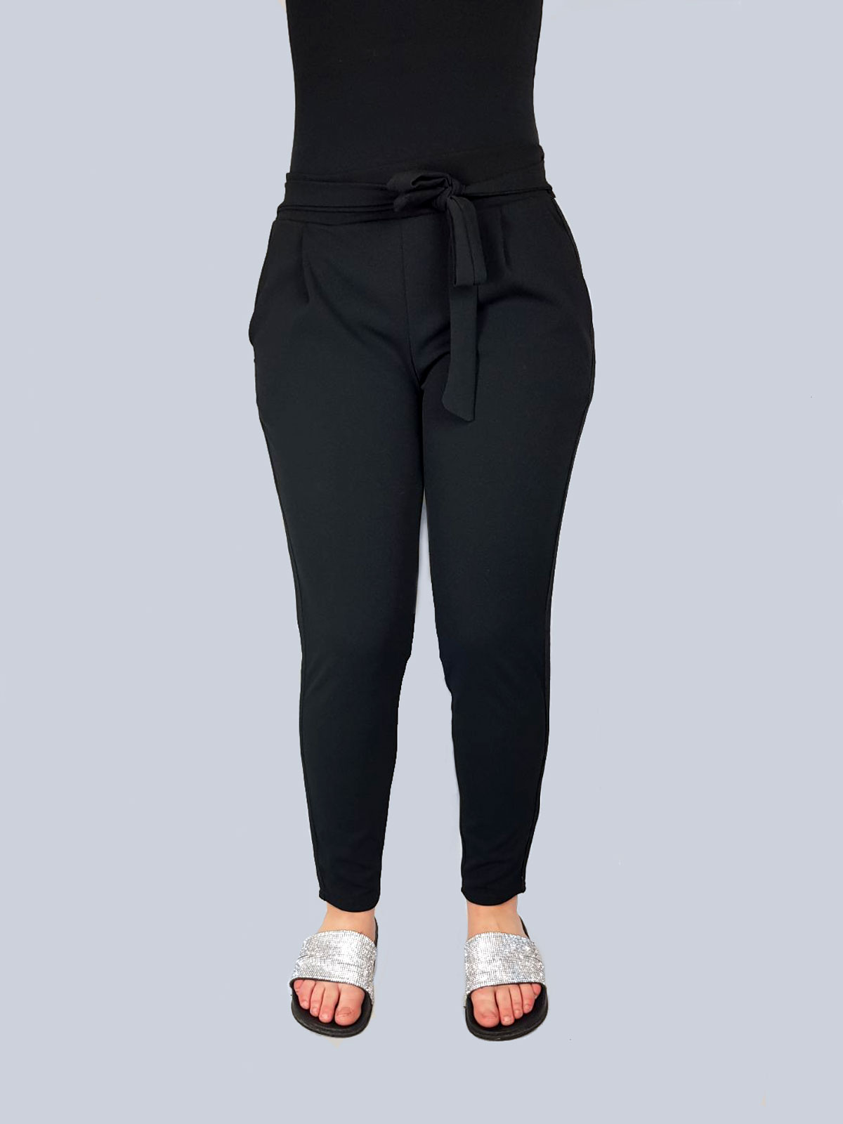 Zwart Broek Met Strik En Witte Strepen - Dames Broeken - Mode