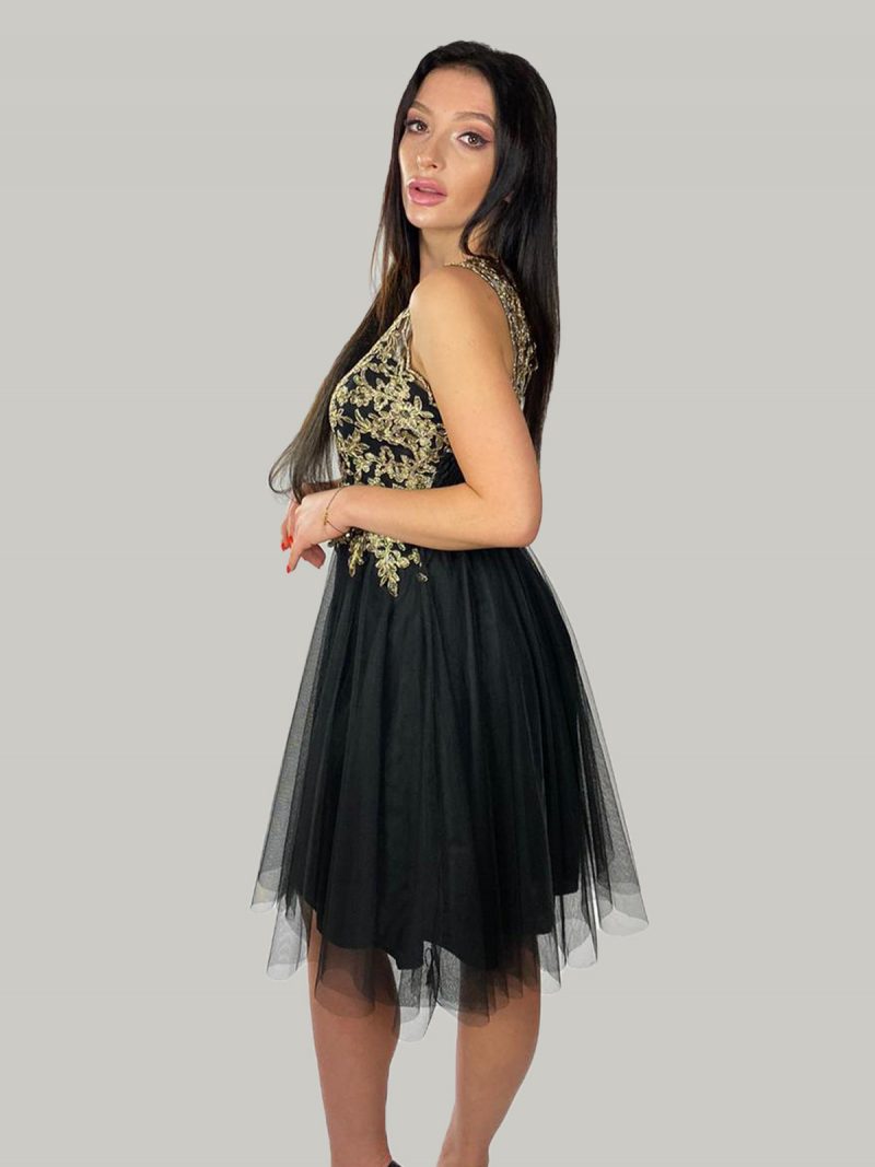 zwart-goud-korte-kanten-jurk