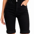 0526 67 Zwarte spijkerbroek short capri