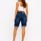 0526 78 Donkerblauwe denim capri high waist
