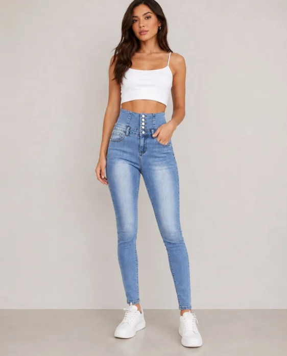 Denim met high waist spijkerbroek